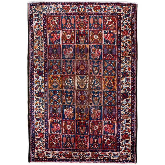 Persian Bakhtiari Handmade Allover Pattern Multicolor Wool Rug For Sale - Image 10 of 10