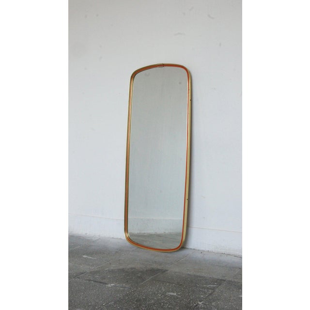Metal Mid-Century Gold and Red Mirror, 1960s For Sale - Image 7 of 7