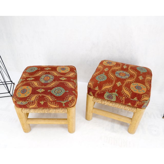 Mid 20th Century Pair of Heavy Thick Solid Chestnut Legs Rope Seats Benches Stools Mint! For Sale - Image 5 of 12