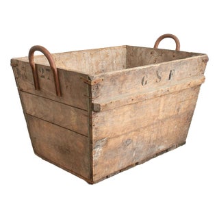 Antique French Champagne Wooden Harvest Crate, 1950s For Sale