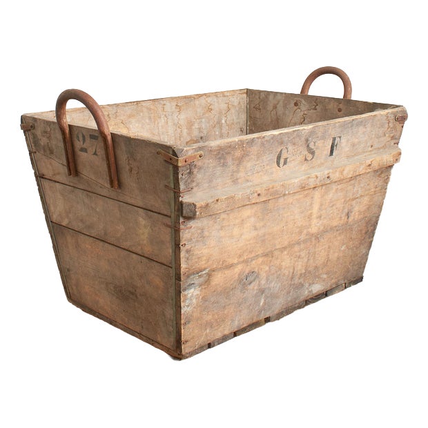 Antique French Champagne Wooden Harvest Crate, 1950s For Sale