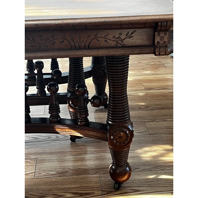 Late 19th Century Antique Quartersawn Oak Dining Table For Sale - Image 5 of 9