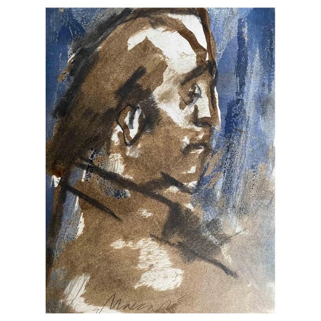 Mino Maccari, The Portrait, Drawing, 1960s For Sale