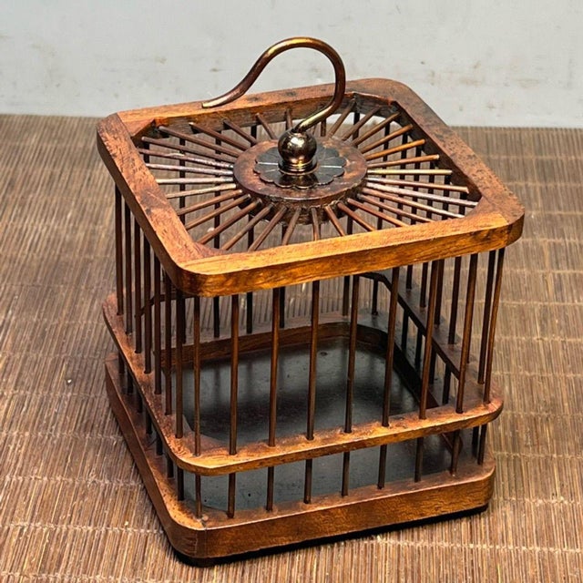 Vintage Chinese Rosewood Cricket Cage | Small Square Hanging Box | Asian Chinoiserie Decor For Sale - Image 10 of 10