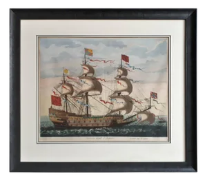 P. Mortier, Royal Flagship of the English Fleet, 1693, Paper, Framed