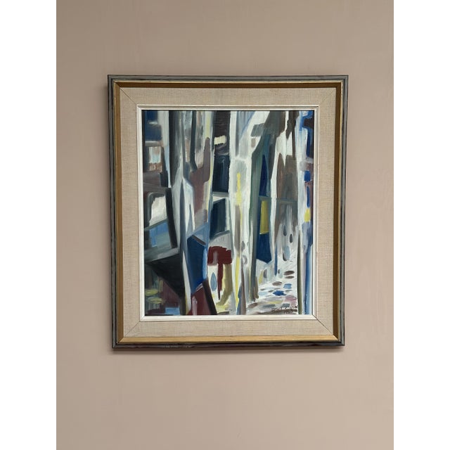 Mid-Century Modern Kurt Persson, Abstract Alley, 1960s, Oil Painting on Canvas, Framed For Sale - Image 3 of 18