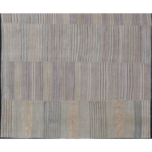 Textile Vintage Hand Woven Turkish Paneled Kilim Vintage Rug in Earthy Tones For Sale - Image 7 of 13