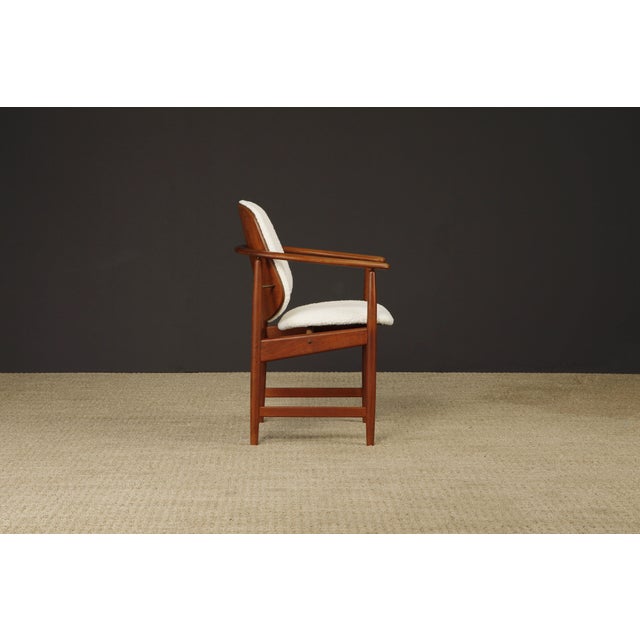 Wood Teak and Bouclé Dining Chairs by Arne Hovmand-Olsen, 1960s - Set of 6 For Sale - Image 7 of 12