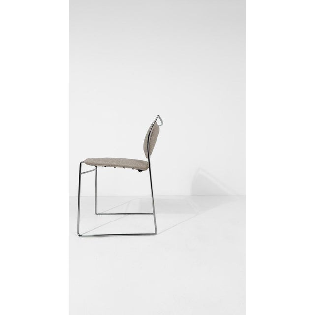 Stackable Chrome Chairs with Ecru Bouclé Seats by Kazhide Takahama for Simon Gavina, 1970s, Set of 8 For Sale - Image 10 of 18