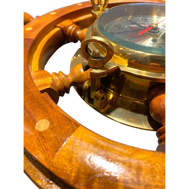Chadburns Liverpool & London Maritime Ship’s Wheel Clock With Brass Engine Order Dial For Sale - Image 4 of 12