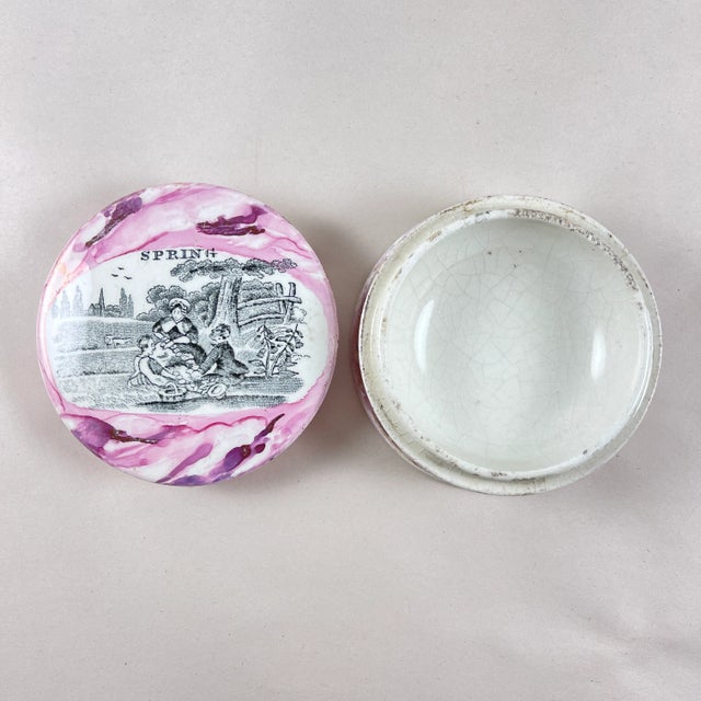 Pink English Sunderland Pottery Pink Lustre Vanity Pot, Spring For Sale - Image 8 of 9