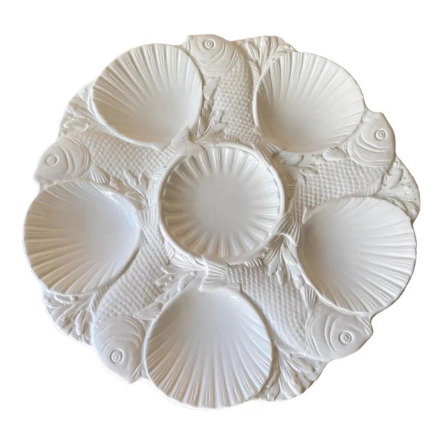 Vintage Mintons Staffordshire Majolica Glaze Oyster Plate For Sale