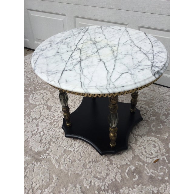 1940s Vintage Palm Beach Style Marble Top Accent Table For Sale - Image 5 of 11
