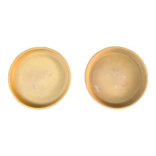 Vintage Mid Century Modern S-14 Yellow Gainey Pottery Ceramic Planter Saucers - Set of 2 For Sale