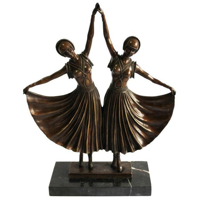 Metal 20th Century Art Deco Style Dancers in Bronze For Sale - Image 7 of 7
