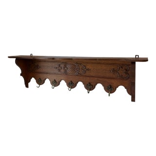 Vintage French Carved Wood Coat or Pot Rack For Sale