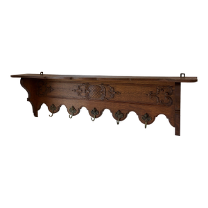 Vintage French Carved Wood Coat or Pot Rack