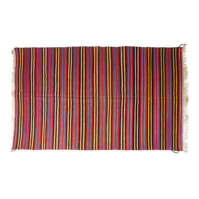 1950s Large Bohemian Striped Kilim For Sale