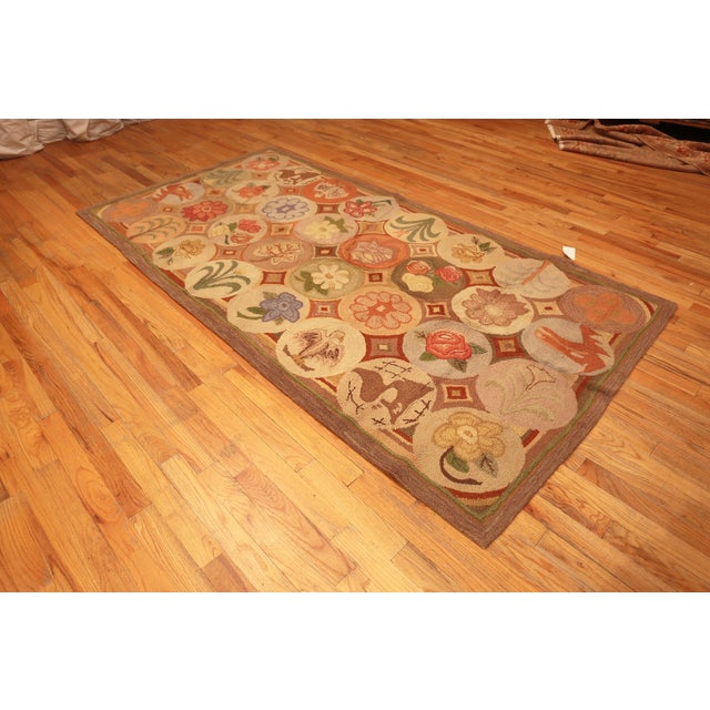 Cream Nazmiyal Collection Antique American Hooked Rug For Sale - Image 8 of 8