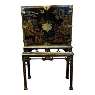 Exceptional Fitted Interior - English Chinoiserie Cabinet on Stand For Sale