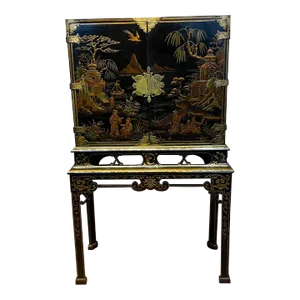 Exceptional Fitted Interior - English Chinoiserie Cabinet on Stand