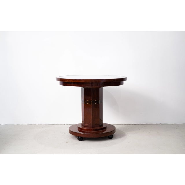 Viennese Art Nouveau Side Table with Intarsia and Pickled Glass Plate, 1910s For Sale - Image 11 of 12