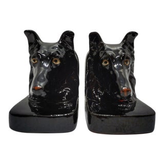 Vintage Porcelain Dog Bookends - a Pair For Sale