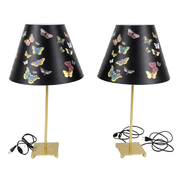 Butterfly Table Lamps by Piero Fornasetti, 1980s, Set of 2 For Sale
