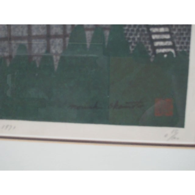 Mid 20th Century Noriaki Okamoto Signed Framed Japanese Woodblock Print of Kiyomizu Temple For Sale - Image 5 of 7
