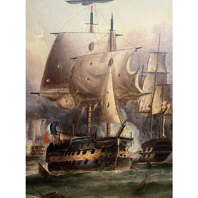 Manner of Sir George Chambers - The Battle of Trafalgar (Oil on Canvas) For Sale In San Francisco - Image 6 of 14
