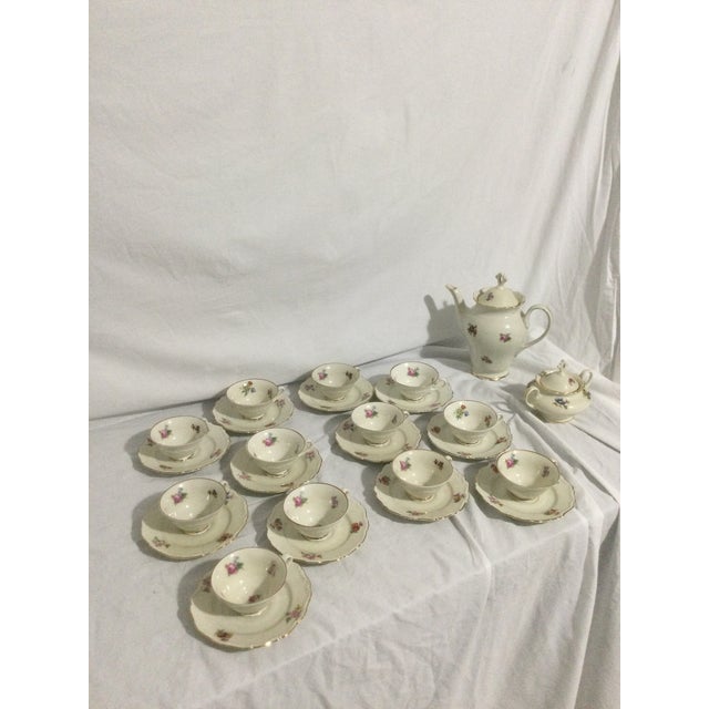 English Vintage Karlskrona Porcelain Upsala Ekeby Karlskrona Sweden Bone China Tea Set- 14 Pieces For Sale - Image 3 of 8