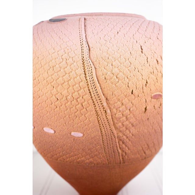 Listed Artist Jamie Fine Mid-Century Modern-Style Textured Terra Cotta Ovoid Vase For Sale In Minneapolis - Image 6 of 13