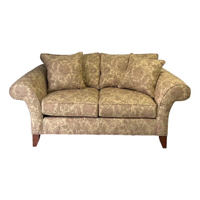 Ethan Allen Rolled Arm Loveseat Sofa For Sale