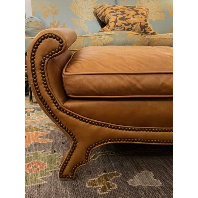 Animal Skin Late 20th Century Regency Style Leather Bench/Ottoman For Sale - Image 7 of 8