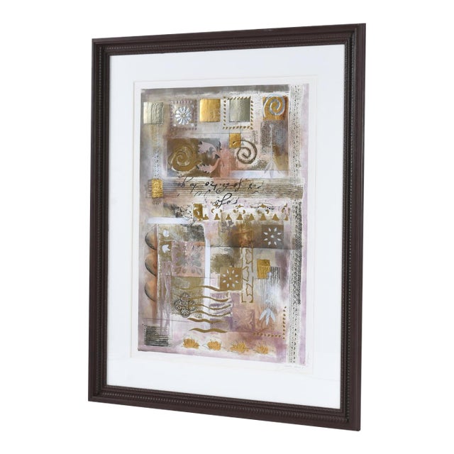 Douglas Rosetta Stone I Large Original Print Lavender With Gold and Silver Leaf For Sale