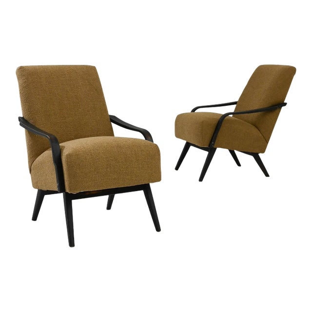 1960s Czech Upholstered Armchairs by TON, A Pair For Sale