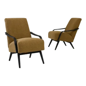 1960s Czech Upholstered Armchairs by TON, A Pair