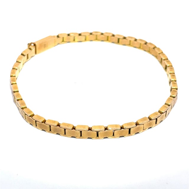 Modern 14k Yellow Gold Men's Solid Link Chain Bracelet For Sale - Image 3 of 9