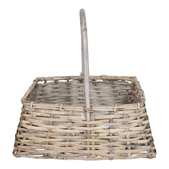Vintage French Woven Flower Basket For Sale