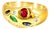 Late 20th Century 14K Yellow Gold Diamond Ruby Emerald Sapphire Gemstone Ring Band, Size 7.75 For Sale