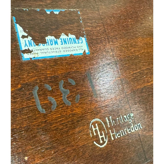 Vintage Heritage-Henredon Leather and Mahogany Nesting Table Trio For Sale - Image 13 of 13
