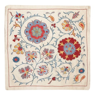 21"x21" Silk Cushion Cover. Traditional Embroidered Pillow. New Throw Pillow For Sale