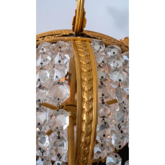 Bronze Vintage French Empire Bronze & Crystal Early 20th Century Chandelier For Sale - Image 8 of 9