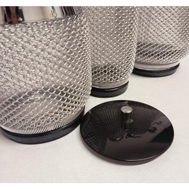 Chrome Caged Cocktail Bar Set from Merkuria, 1960s, Set of 3 For Sale - Image 9 of 15