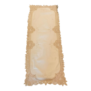 45" Long Antique Battenberg Tape Lace Table Runner Traditional Farmhouse Primitive Edwardian Victorian Cotton
