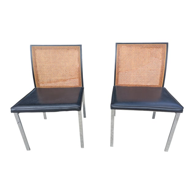 Vintage Paul McCobb Planner for Lane Furniture Wicker Caned Chrome Chairs- A Pair For Sale - Image 13 of 18
