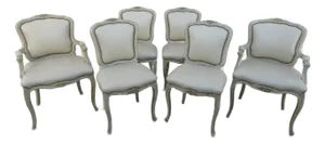 Set of Six Painted French Louis XV Style Dining Chairs