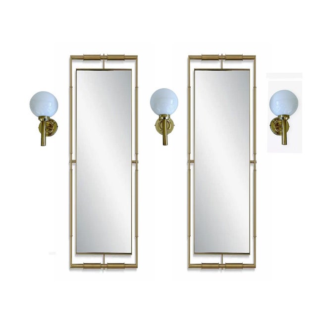 3 vintage danish modern glass and brass sconces by abo renders denmark dimensions 11.02 in. H x 6.29 in. W x 6.29 in. D 28...