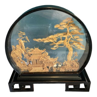 Vintage Mid Century Chinese Cork Diorama For Sale