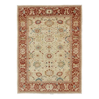Large Vintage Persian Sultanabad Rug With All-Over Design in Ivory Background For Sale